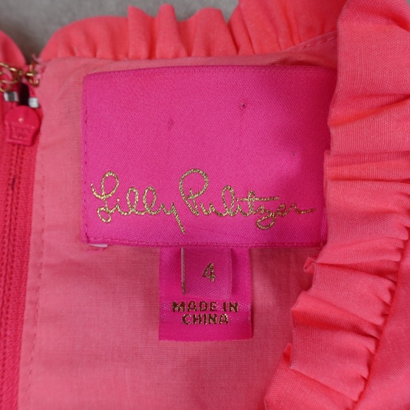 Lilly Pulitzer Elina Stretch Ruffle Dress Pink Size 4 Zip Back - Picture 2 of 9